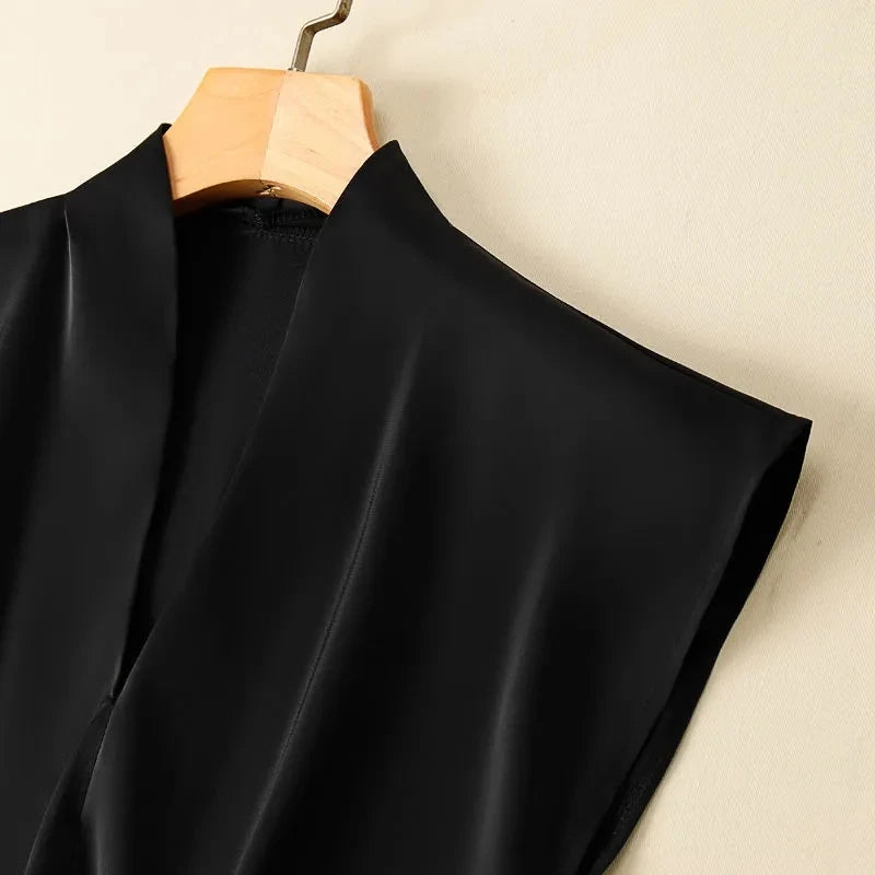Acetate V-Neck Loose Blouse