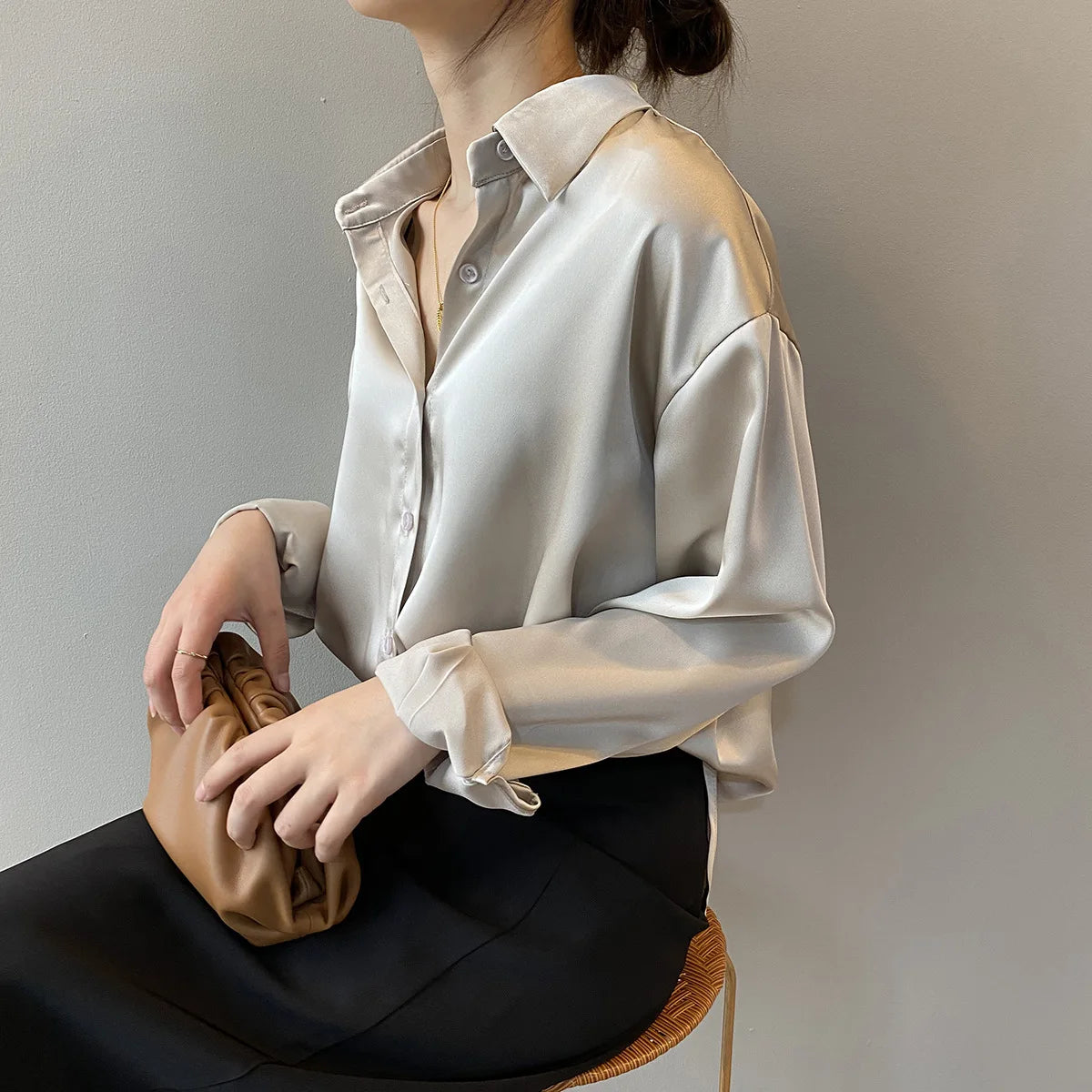 Button Up Satin Shirt
