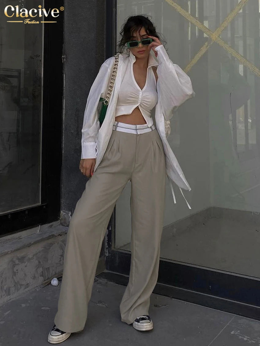 Elegant Loose High Waist Trousers