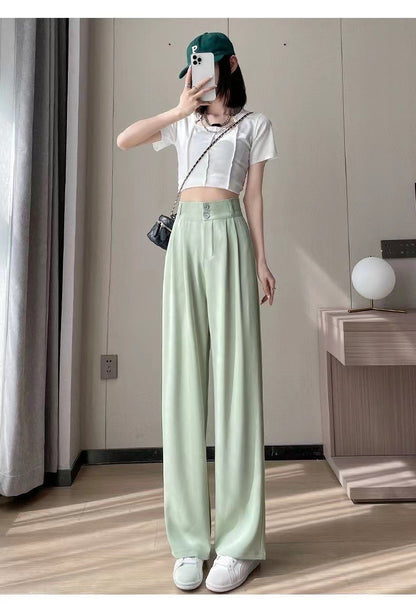 Ice Silk Wide-Leg Trousers