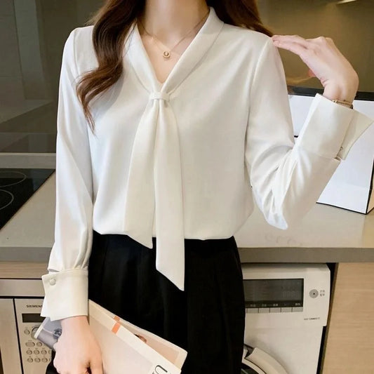 Luna – White Bow Blouse