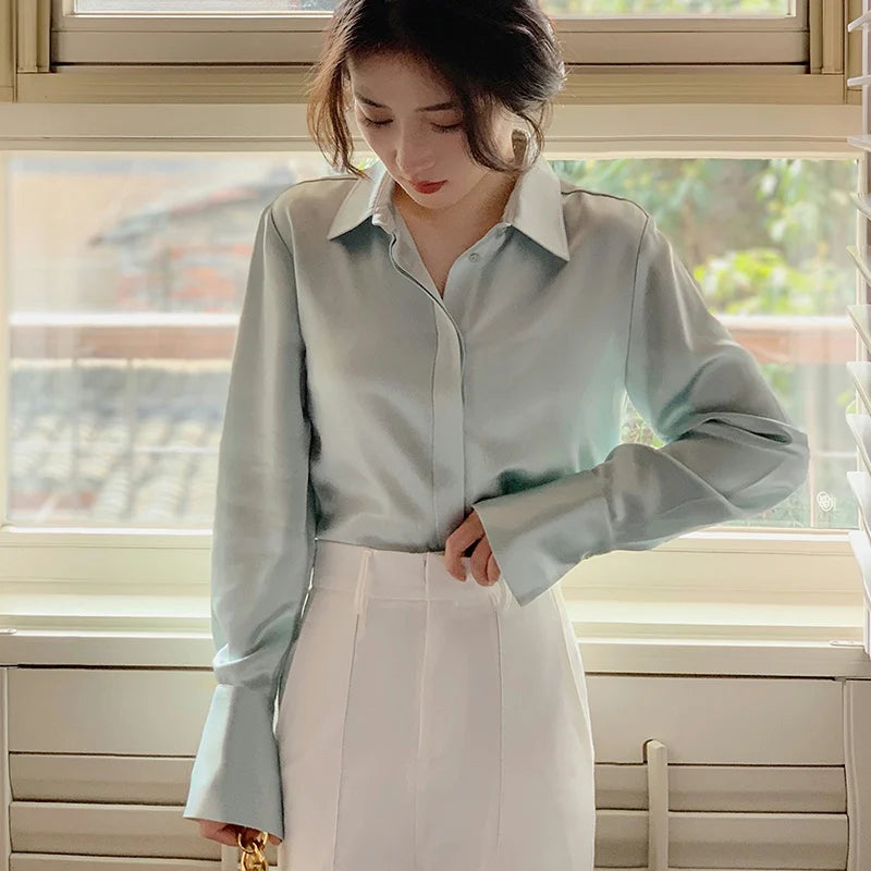 Satin Long Sleeve Blouse