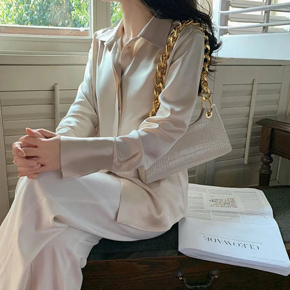 Satin Long Sleeve Blouse