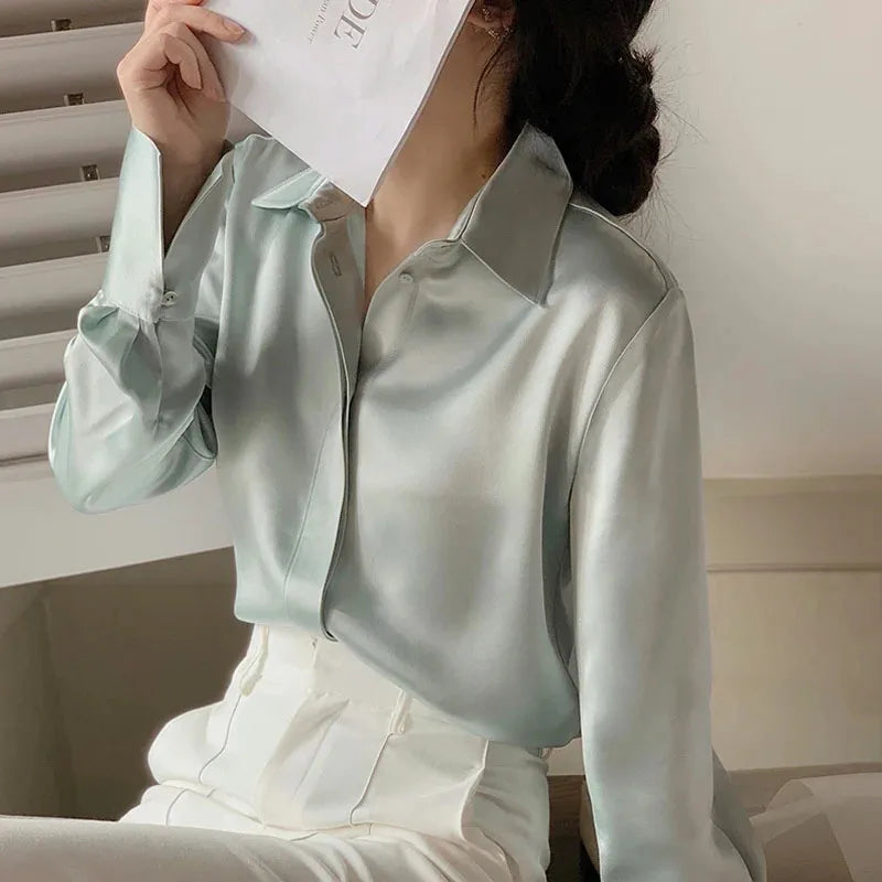Satin Long Sleeve Blouse