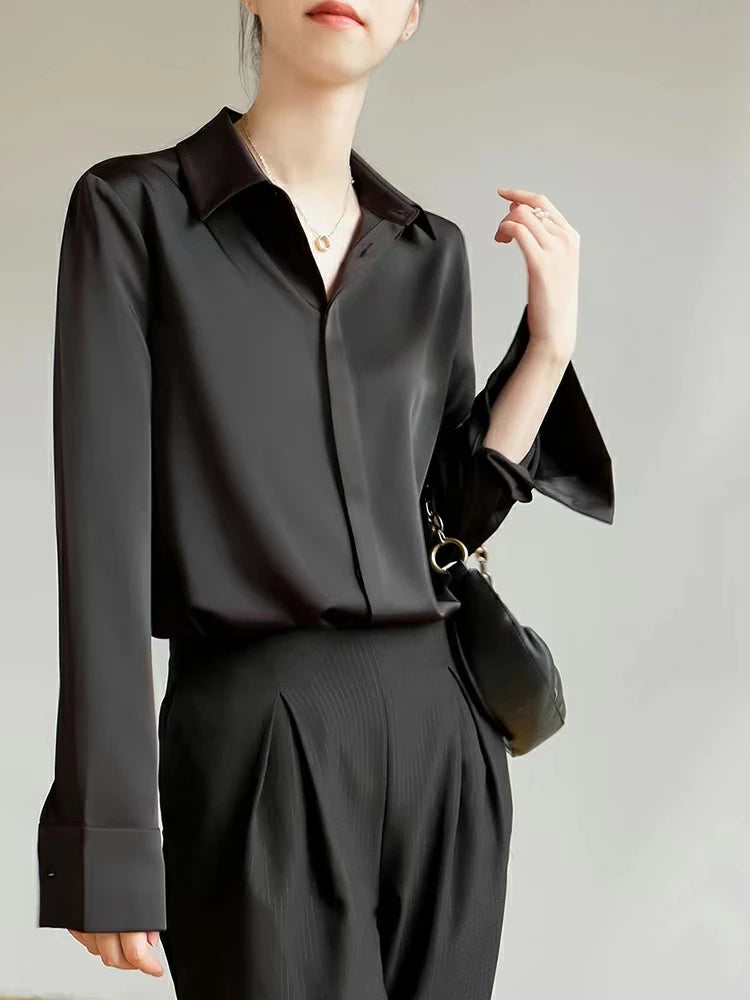 Satin Long Sleeve Blouse
